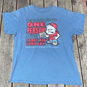 Y2K Blue Funny Cartoon Graphic Tee Older Brother Swag lol lmao swag